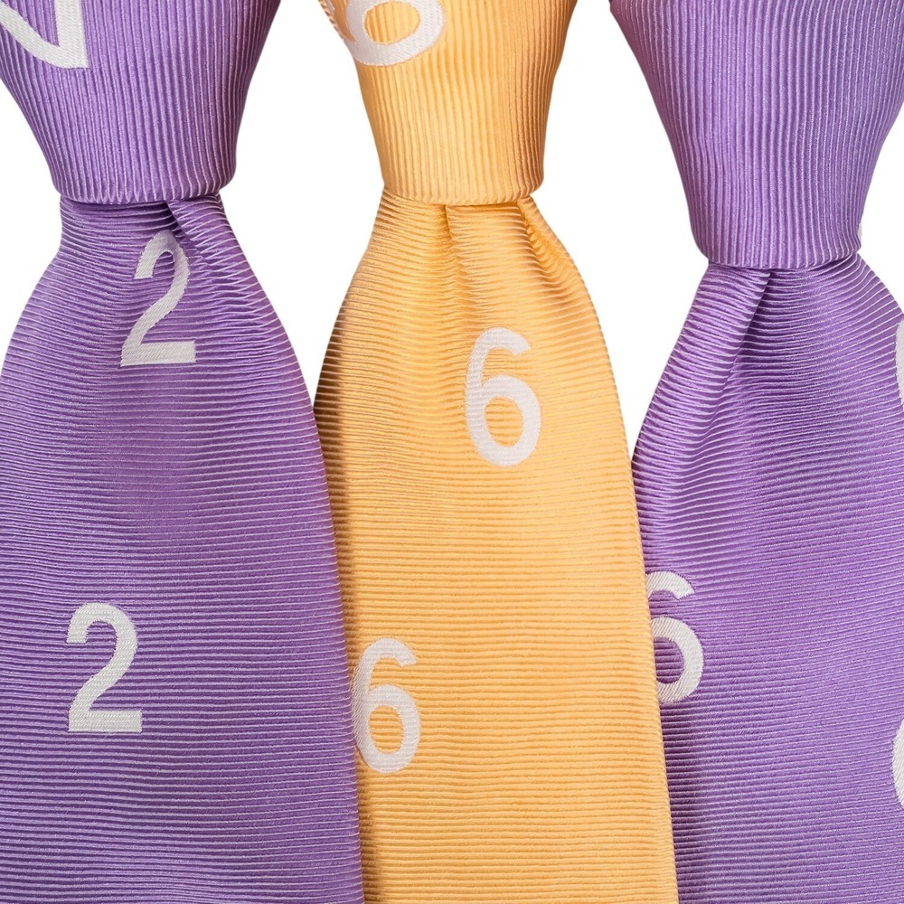 Lot of 3 Rare‎ Breuer classic Silk ties w/Numbers #2 #6 purple + #6 Yellow